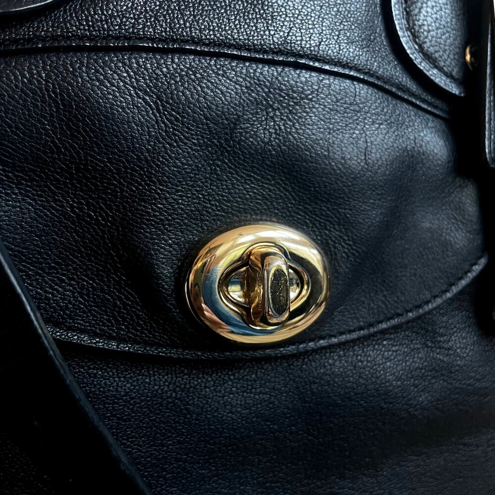 Rare Coach Rhyder 33 Black Pebbled Leather Satchel Crossbody | Gold Hardware - Picture 11 of 11